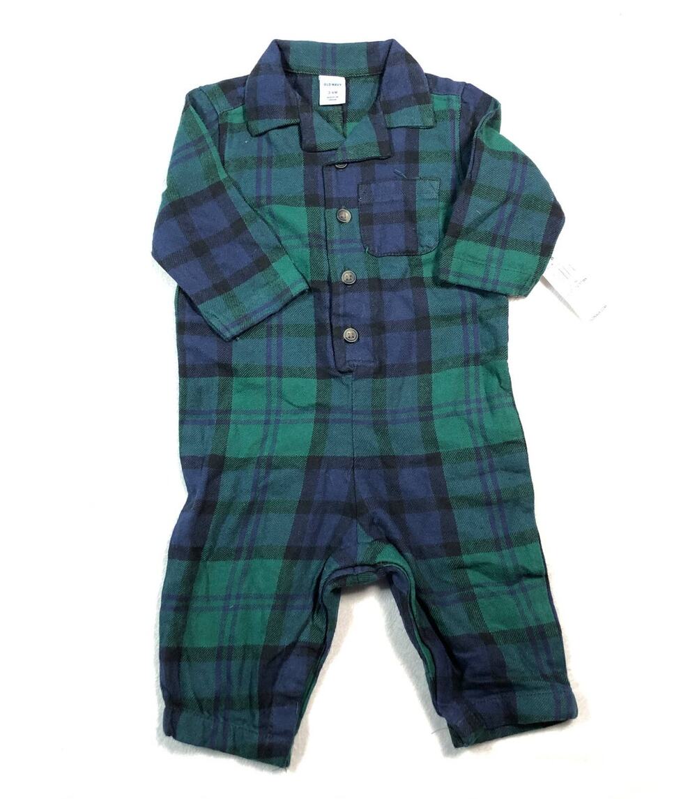OLD NAVY BOYS WINTER FLANNEL ROMPER SIZE 3/6M